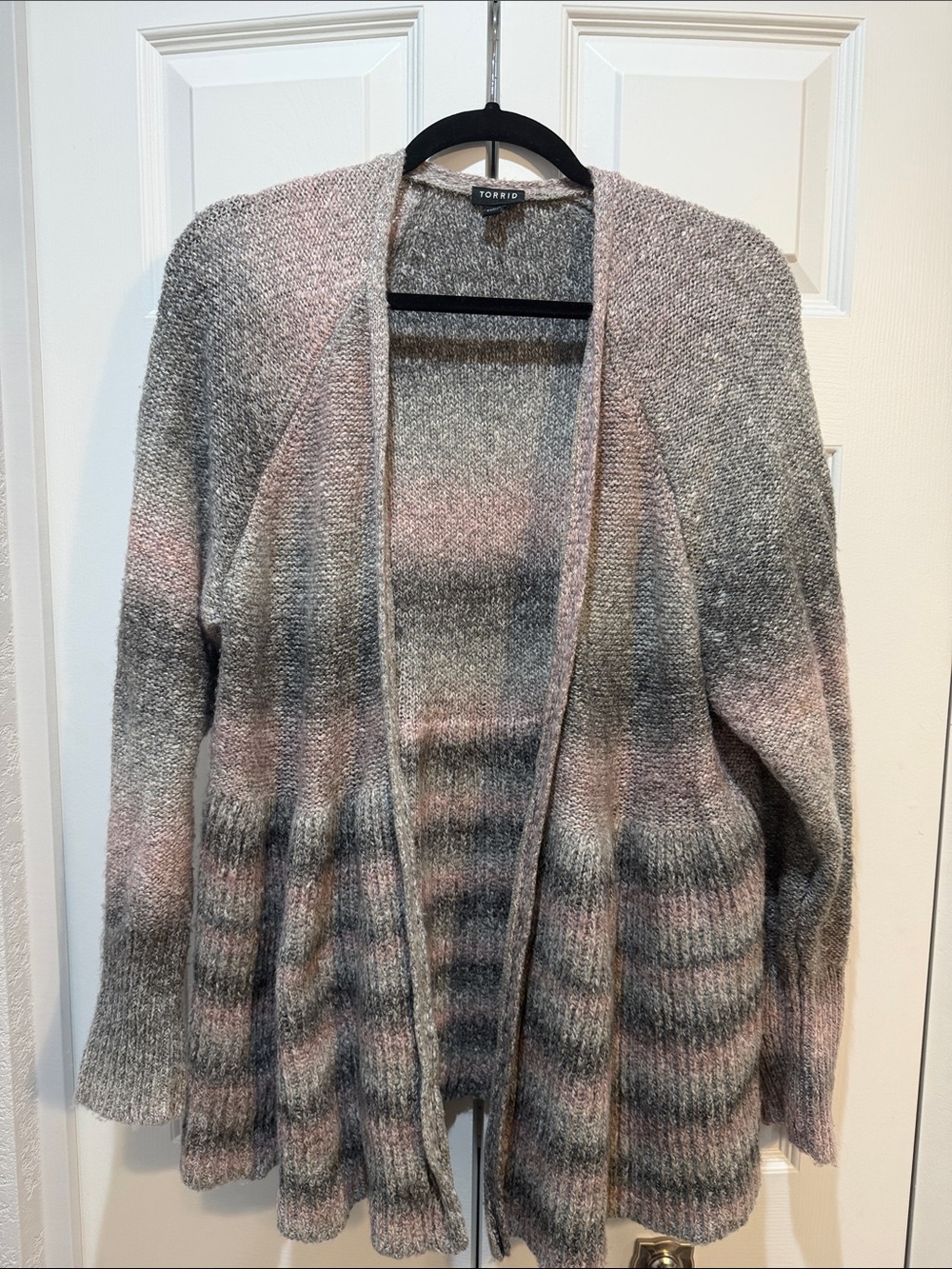 Torrid Pink and Gray Open Front Ombre Sweater Size 2X